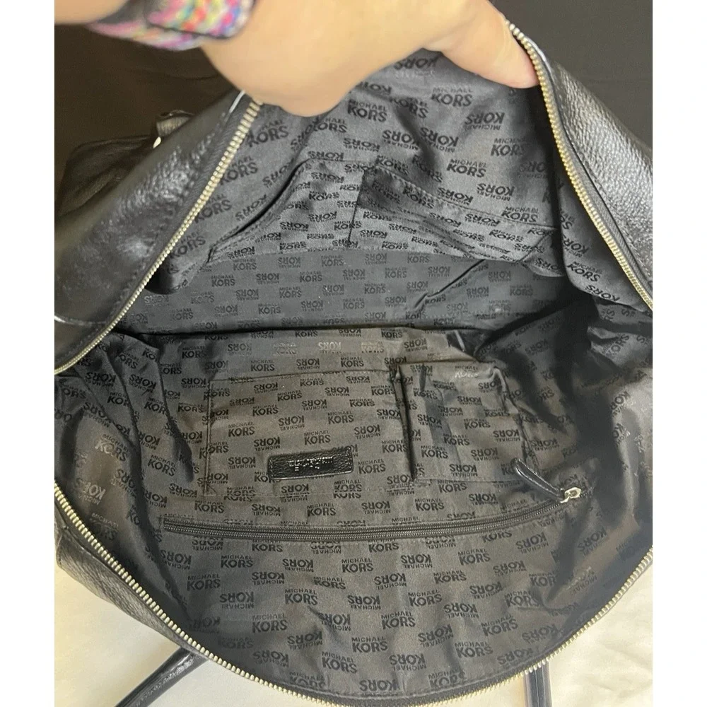 Michael Kors Black Pebble Leather Weekender Bag Luggage Satchel Bag Tote 16 x 13
